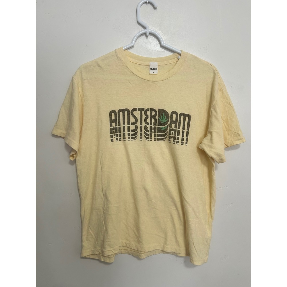 RE/DONE Amsterdam Graphic T-Shirt Pale Yellow Cotton Small 024-2W9ET2